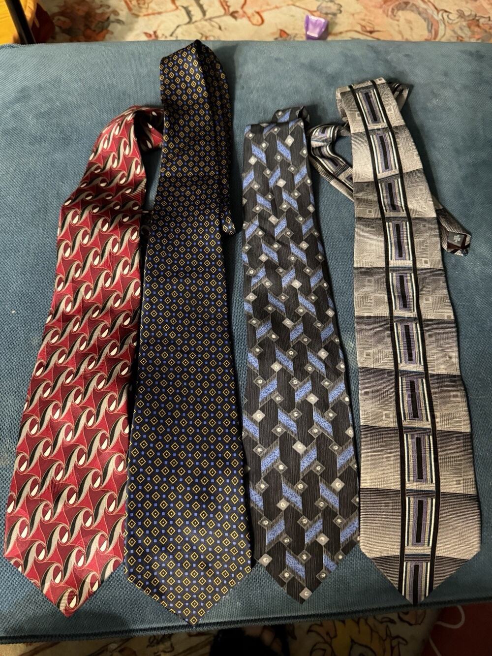 ZYLOS George Machado - Tie - Silk - NECKTIE Modern Abstract Lot Of 4